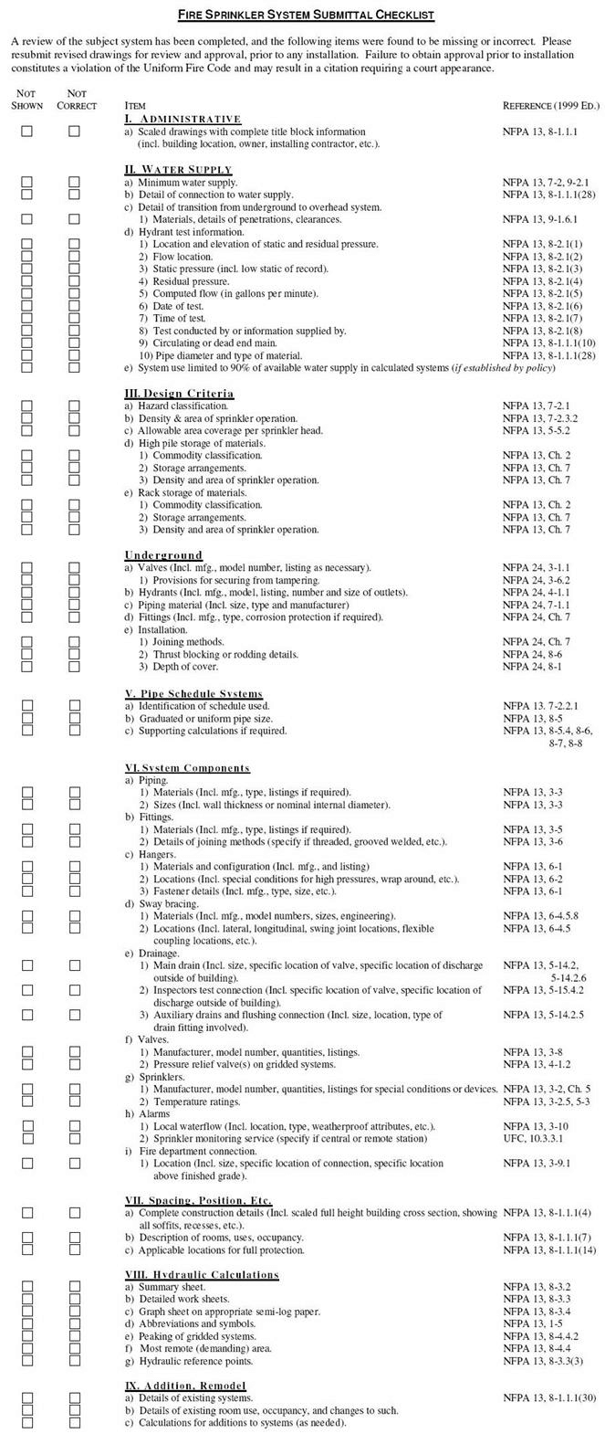 Submittal Checklist